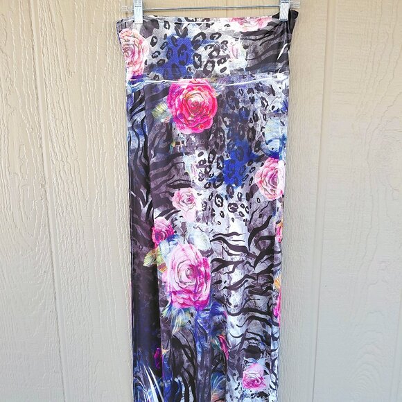 Floral Animal Print Long Maxi Stretch Skirt Size Large - Picture 1 of 5